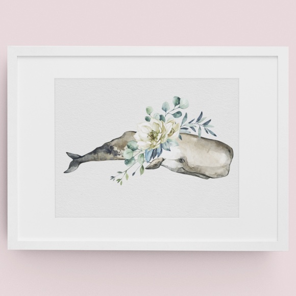 Sperm Whale Watercolor Illustration Wall Art Print Unframed - Picture 5 of 9
